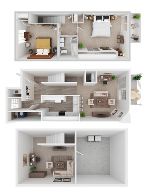 a floor plan of a 3 bedroom apartment
